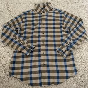 Roundtree Yorke Flannel Shirt Mens Sz Small Portuguese Gold Plaid 100% Cotton